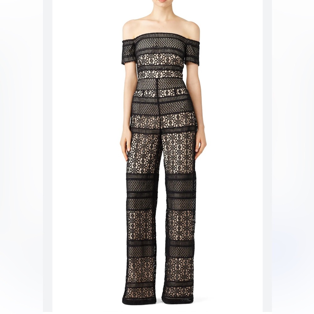 ML Monique Lhuillier Bicolor Lace Jumpsuit
